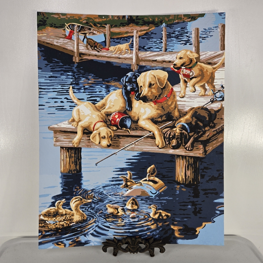 Dogs‎ Docks Paint By Number Advanced Finished Acrylic Labrador Retriever 16x20